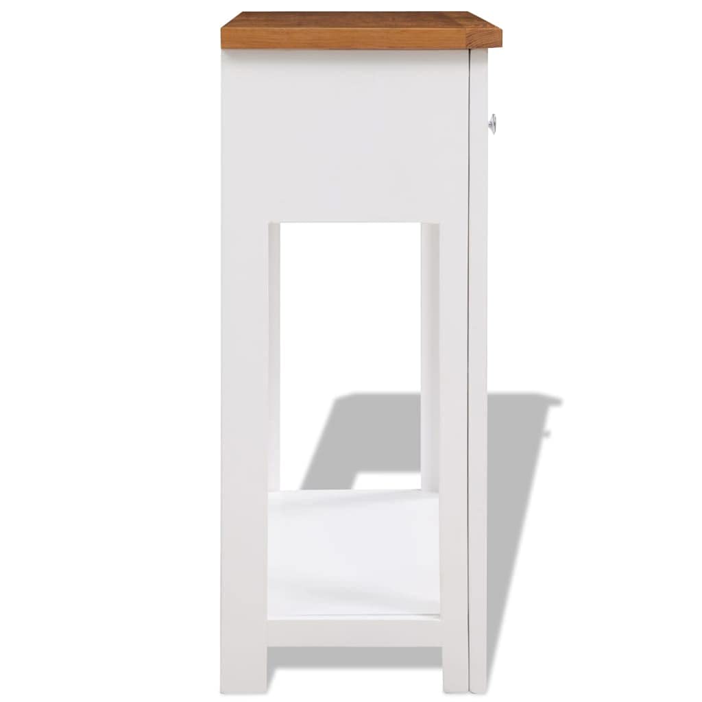 Solid Oak and Acacia Wood Console Table with Two Drawers and Shelf R823151