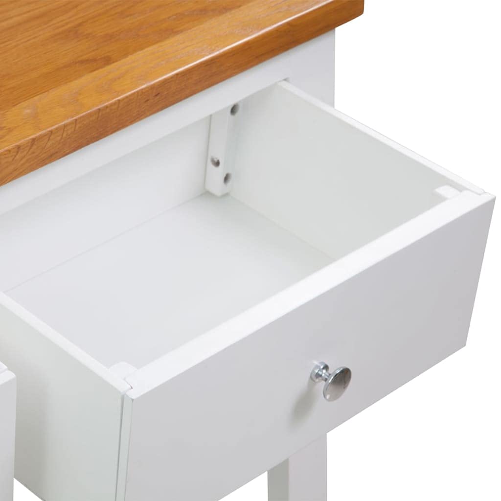 Solid Oak and Acacia Wood Console Table with Two Drawers and Shelf R823151
