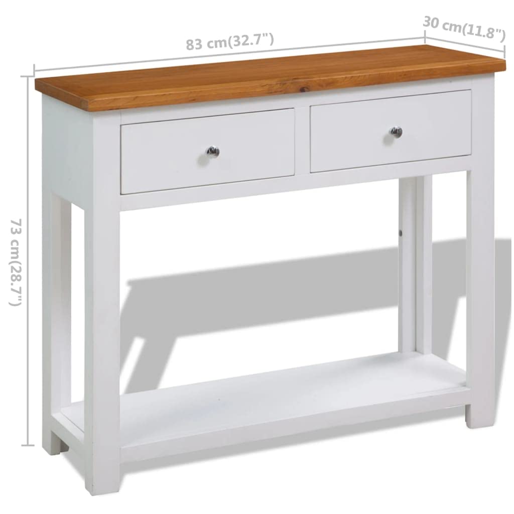 Solid Oak and Acacia Wood Console Table with Two Drawers and Shelf R823151