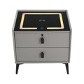 Light Gray 2 Drawer LED Nightstand with Wireless Charging A957307