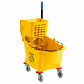 Yellow 35 Quart Mop Bucket with Wringer on Wheels U9544