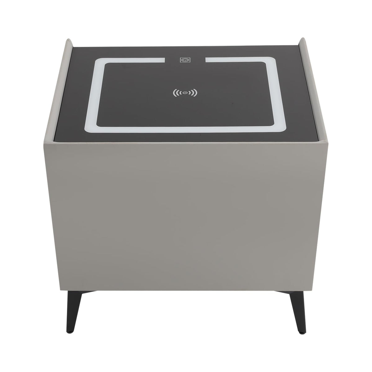 Light Gray 2 Drawer LED Nightstand with Wireless Charging A957307