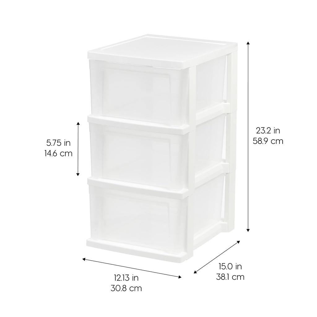 3 Drawer Slim Narrow Storage Organizer 2-Pack White Clear Z4460