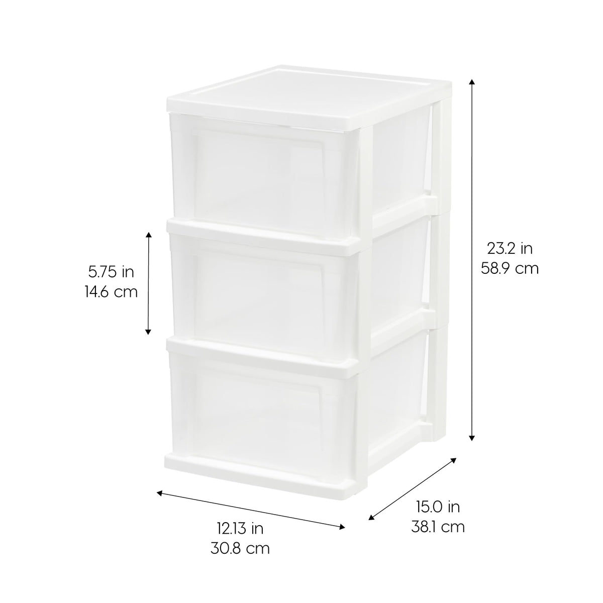 3 Drawer Slim Narrow Storage Organizer 2-Pack White Clear Z4460