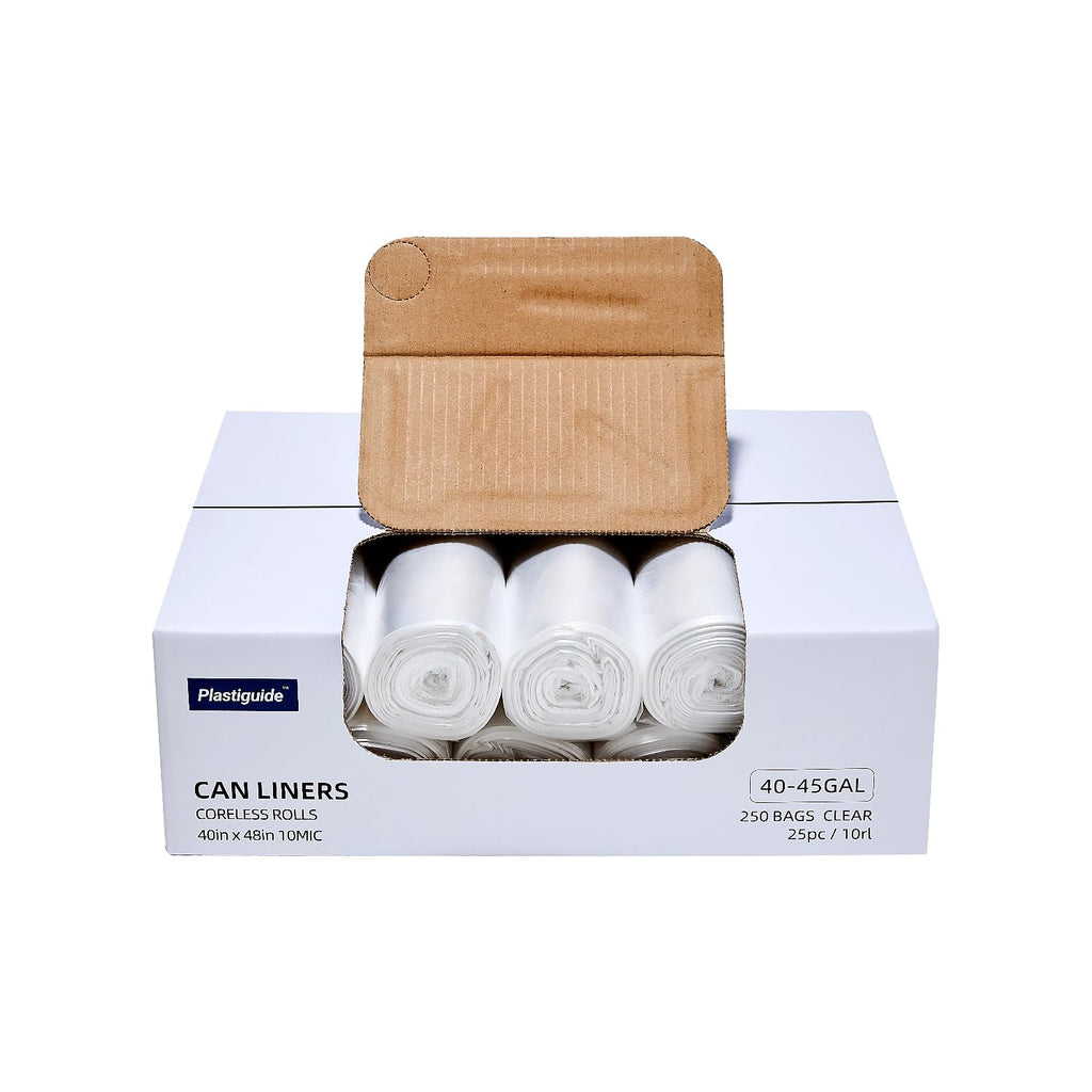 Clear 40-45 Gallon Trash Can Liners, 250 Count K532