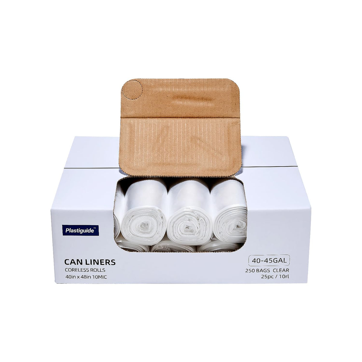 Clear 40-45 Gallon Trash Can Liners, 250 Count K532