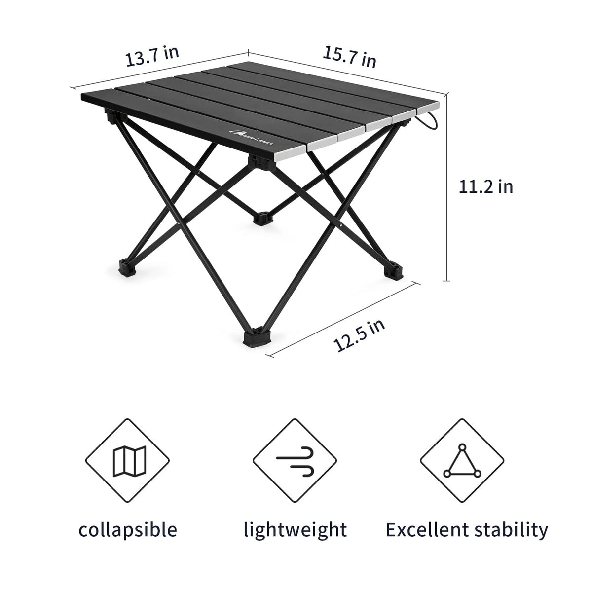 Ultralight Folding Camping Table with Carry Bag Black D8756