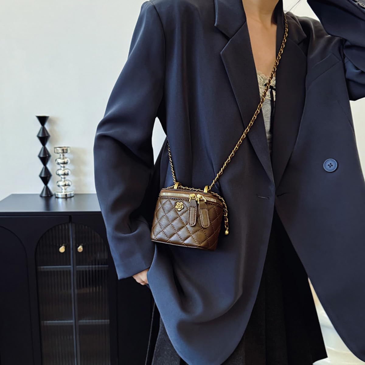 Quilted Leather Crossbody Bag with Chain Strap H83752