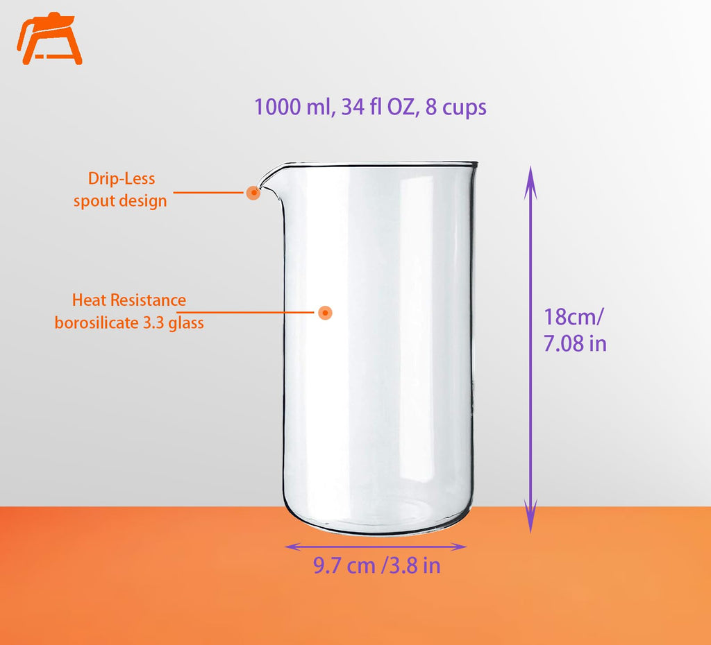 34oz Glass Carafe 8 Cup 1000ml V68455