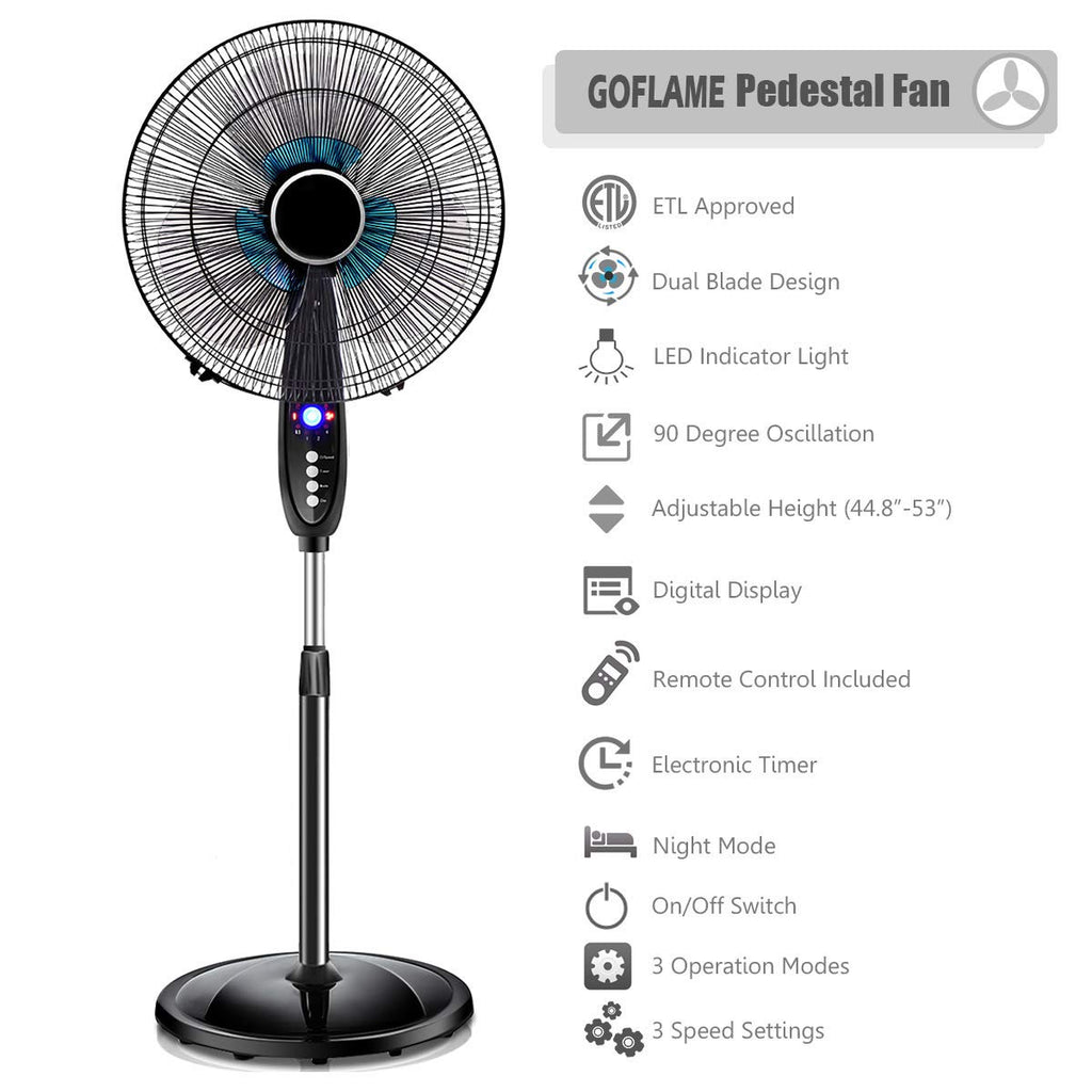 16" Oscillating Pedestal Fan with Remote Control T227