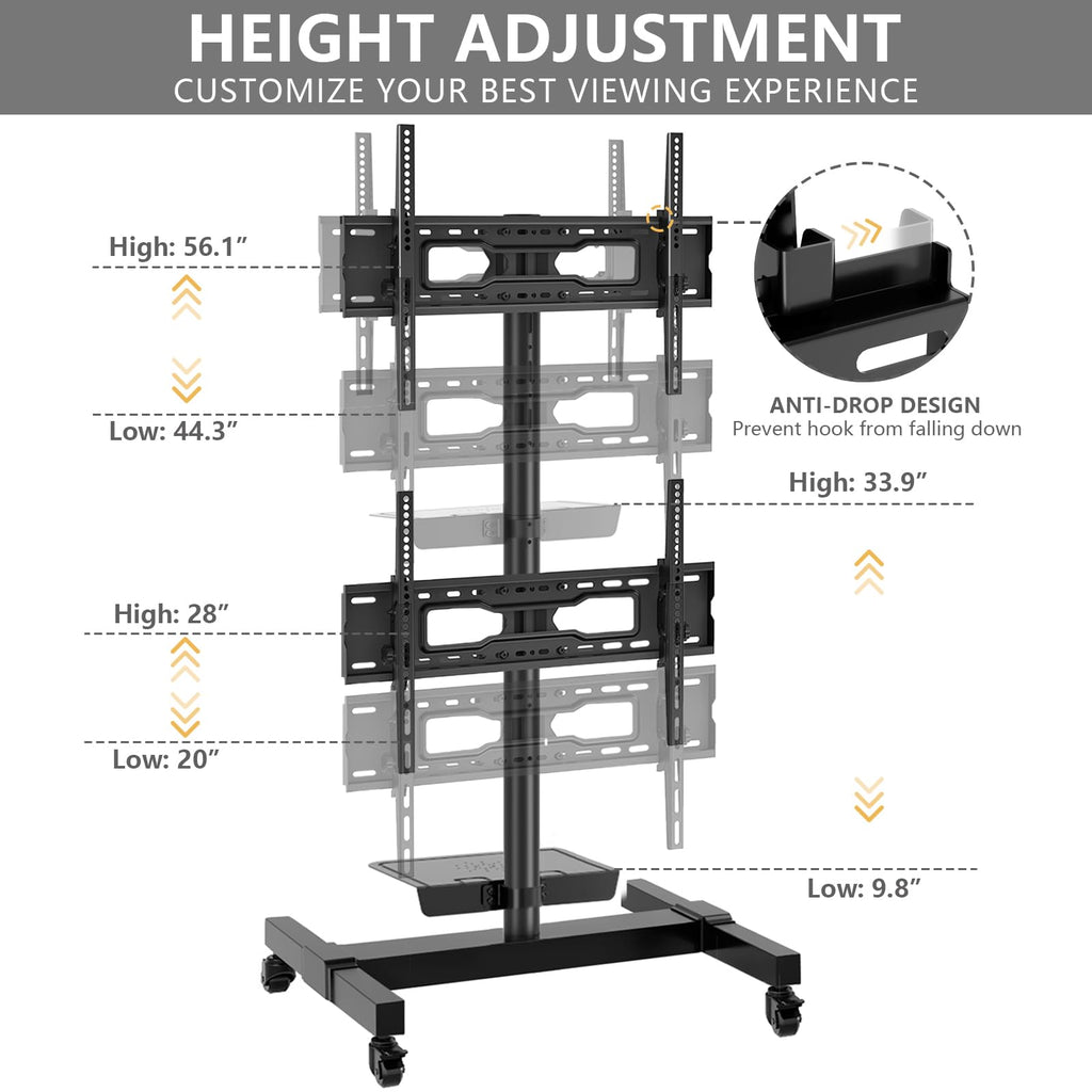 Mobile Dual TV Stand for Two 32-65 Inch Flat Panel Curved TV B43689