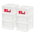 3 Drawer Slim Narrow Storage Organizer 2-Pack White Clear Z4460