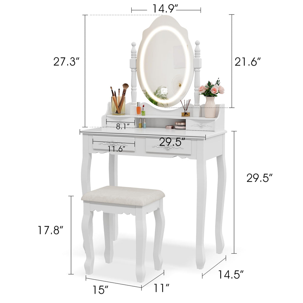 Vanity Desk with Mirror and Lights F11559