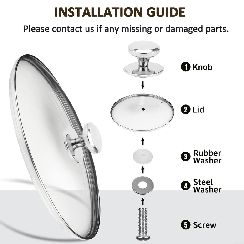 Glass Lids for Frying Pans, Pots, Cast Iron Pans T57114