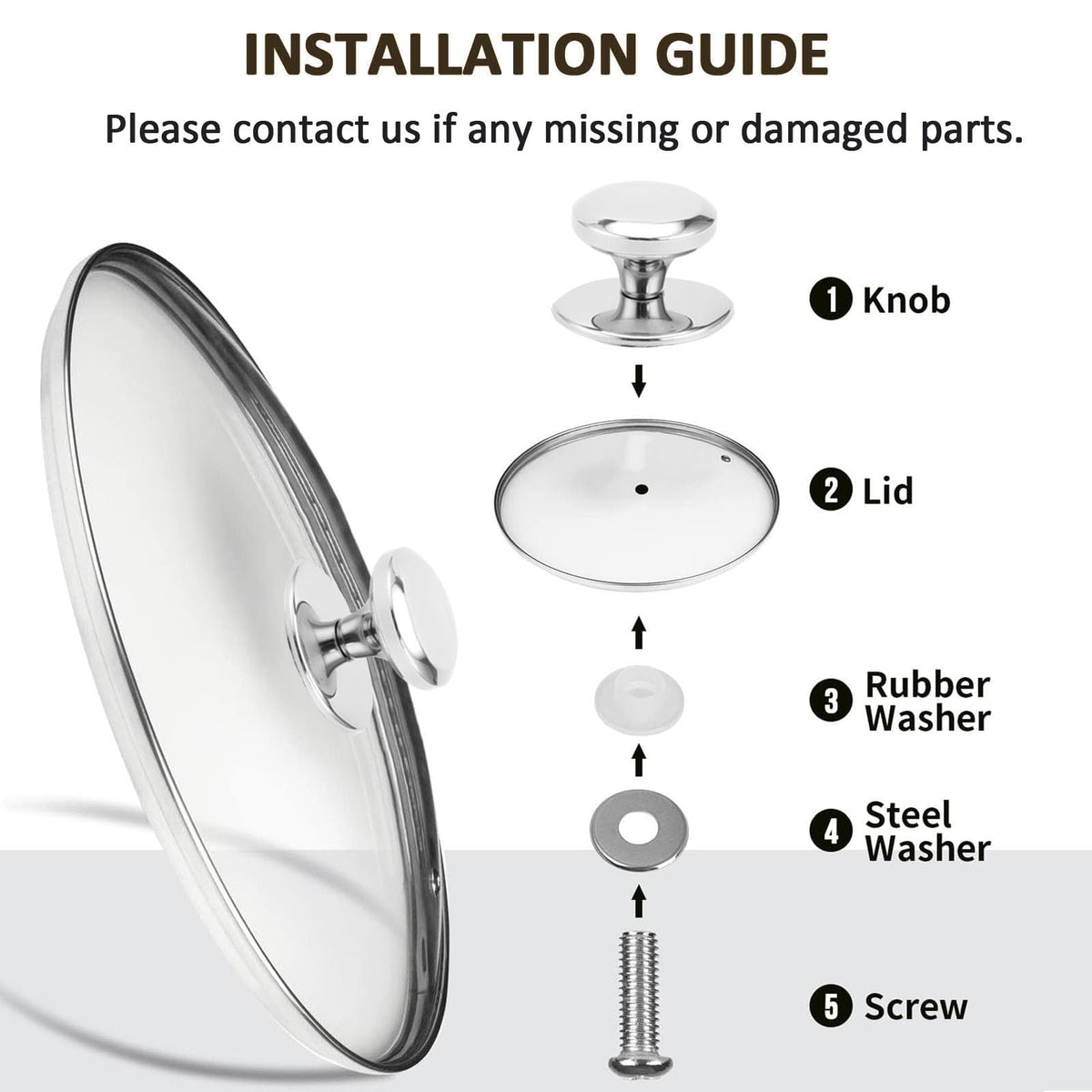 Glass Lids for Frying Pans, Pots, Cast Iron Pans T57114
