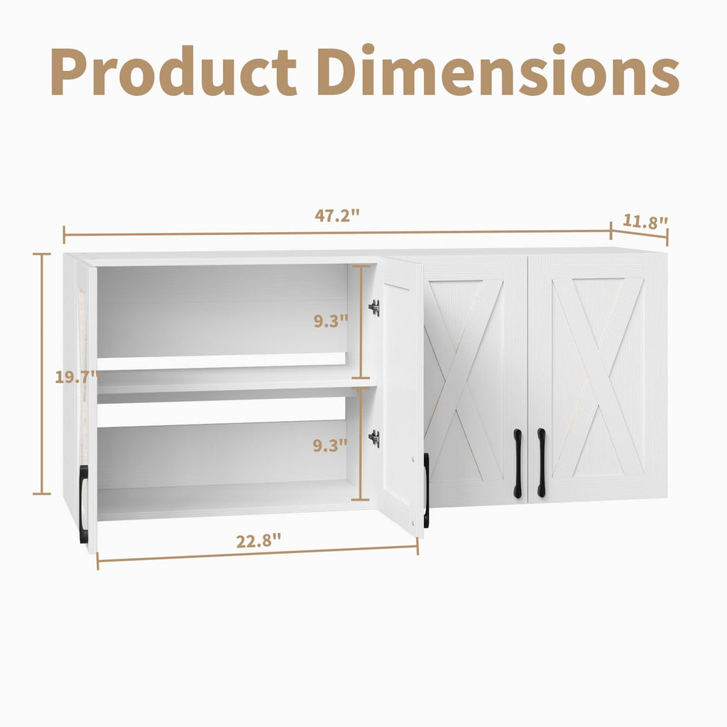 White Wall Mounted Storage Cabinet with 4 Barn Doors P920