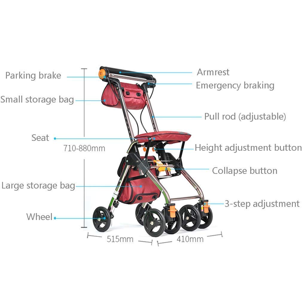 Portable Rollator Walker with Seat H1317