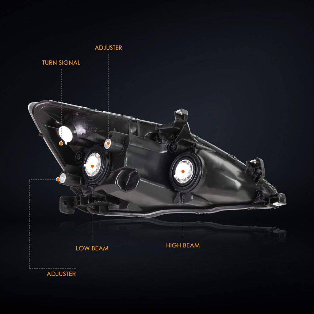 Headlights Assembly Pair of Halogen Headlamps with Chrome Housing Amber Corner C848