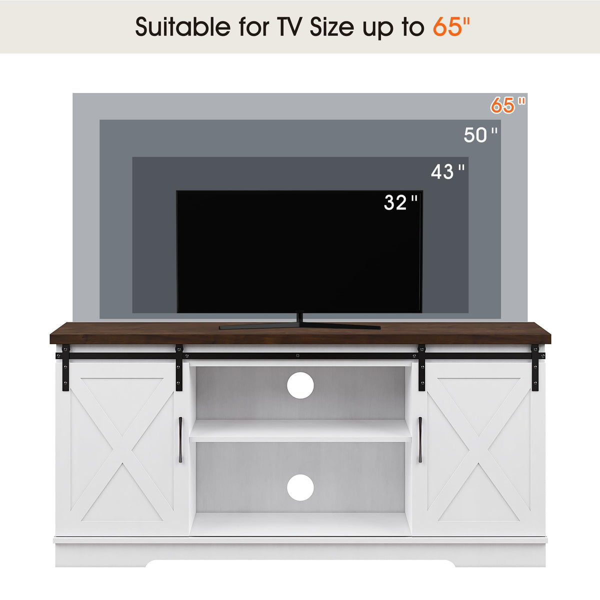 Farmhouse TV Stand Entertainment Center for 65 Inch TV N91958
