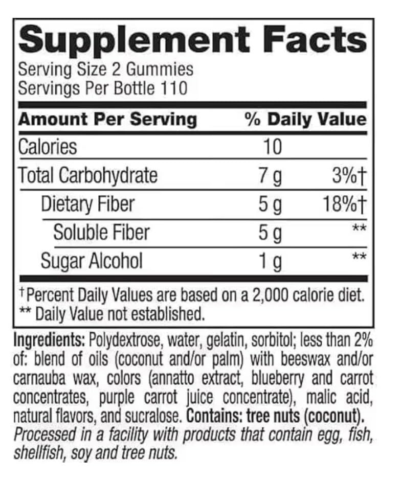 Sugar Free Peach Raspberry BlackBerry Fiber Gummies 220 Count 2 Pack N1041