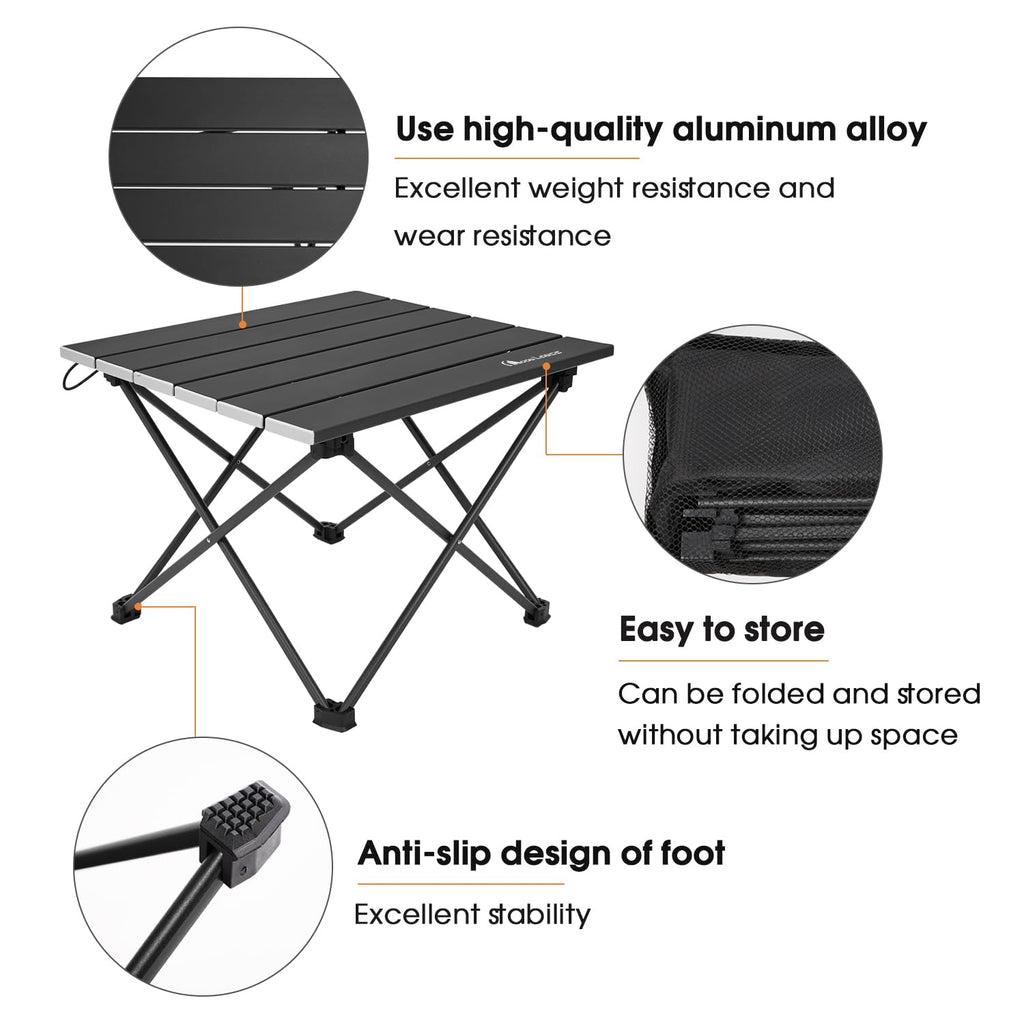 Ultralight Folding Camping Table with Carry Bag Black D8756