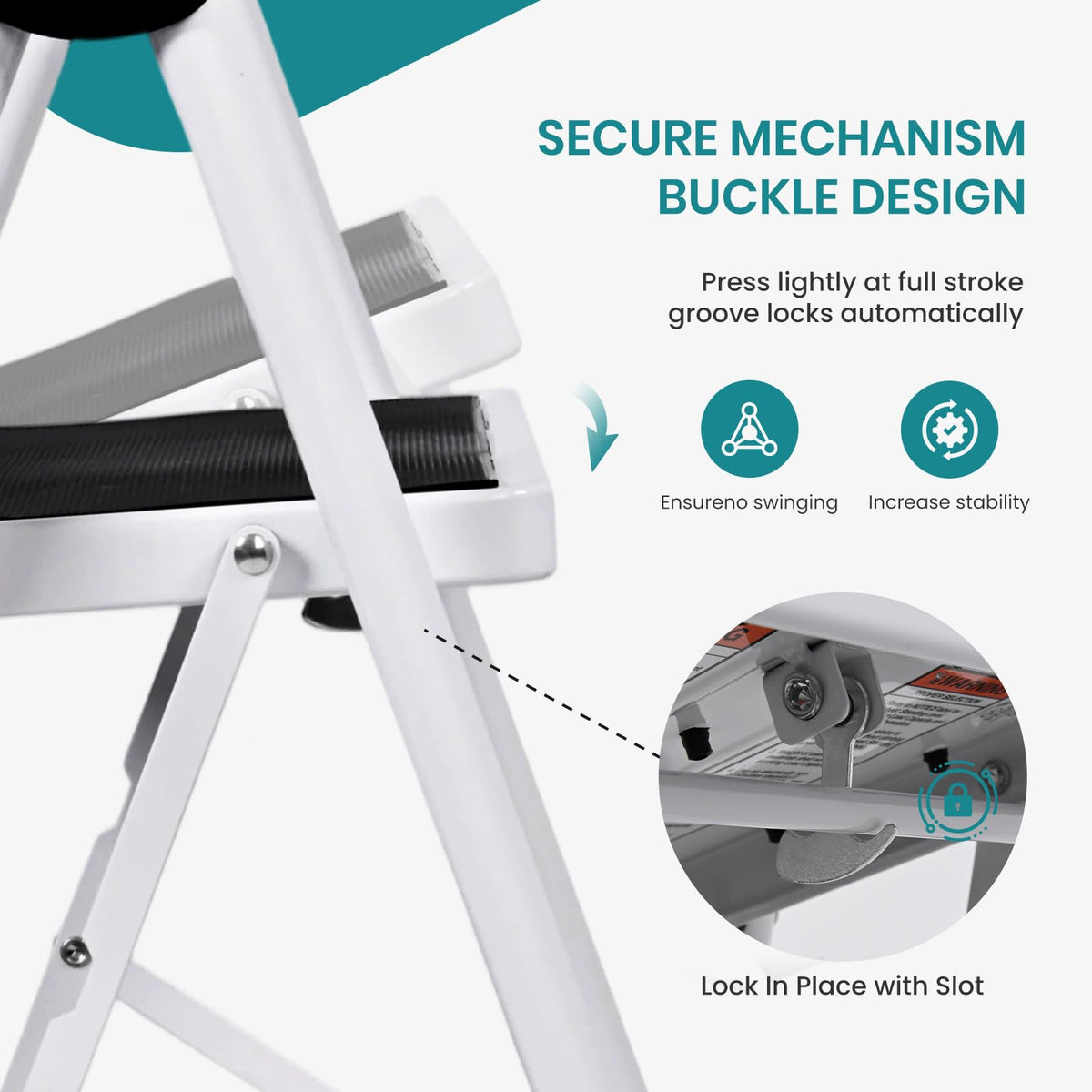 3 Step Ladder with Anti-Slip Pedal & Handrail W8886