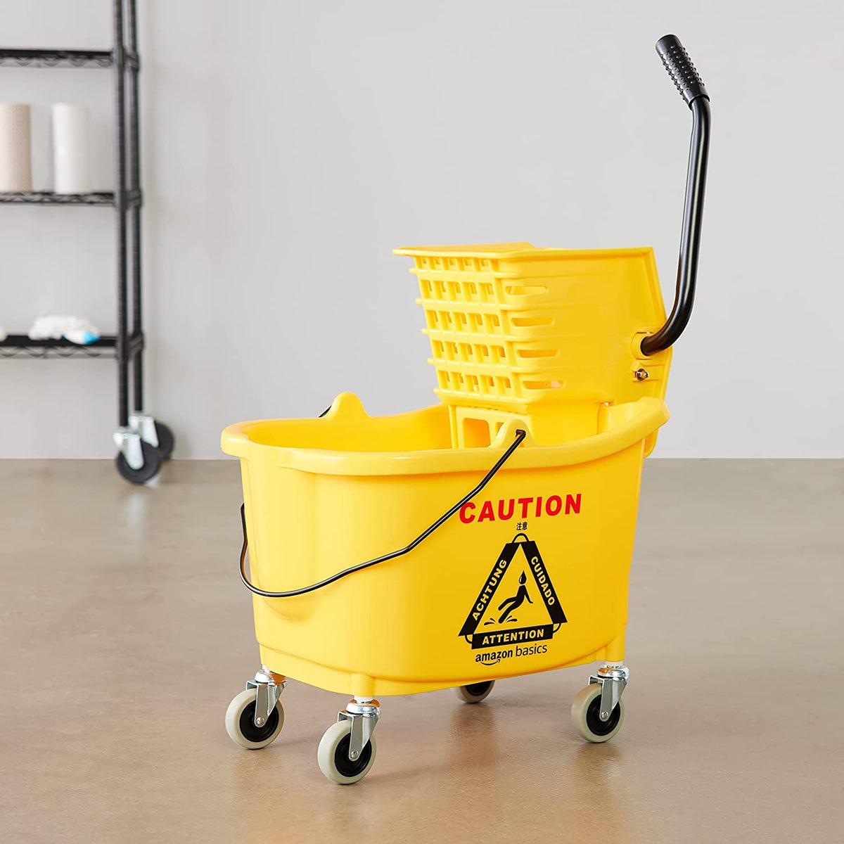 Yellow 35-Quart Mop Bucket on Wheels E60037