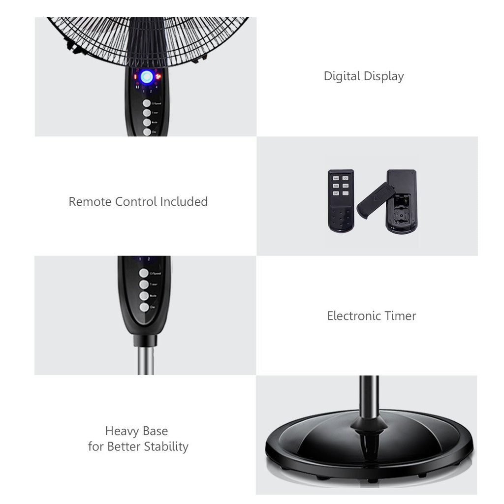 16" Oscillating Pedestal Fan with Remote Control T227