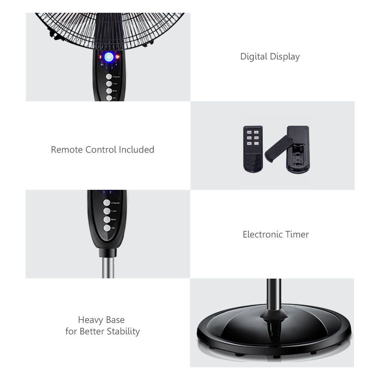 16" Oscillating Pedestal Fan with Remote Control T227