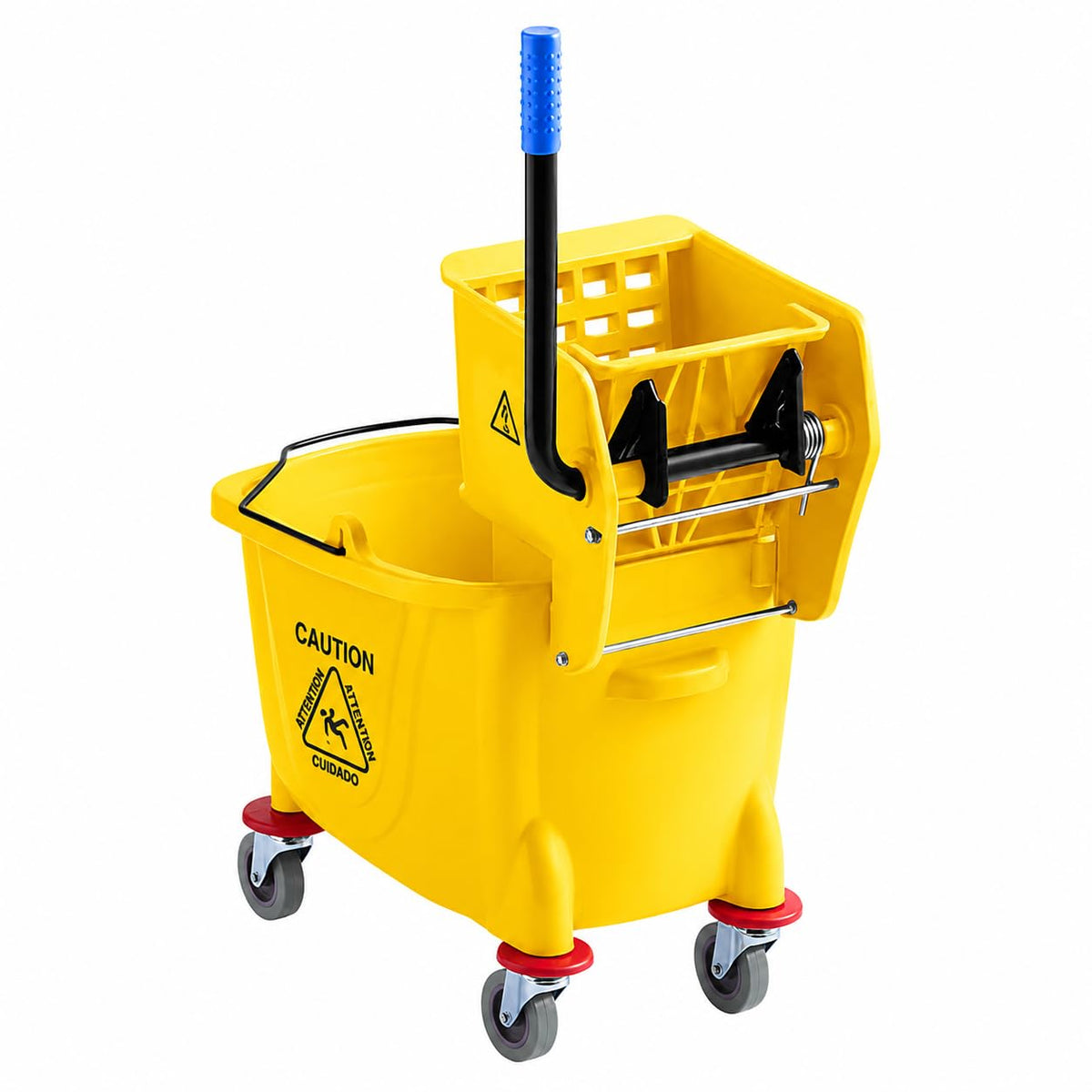 Yellow 35 Quart Mop Bucket with Wringer on Wheels U9544