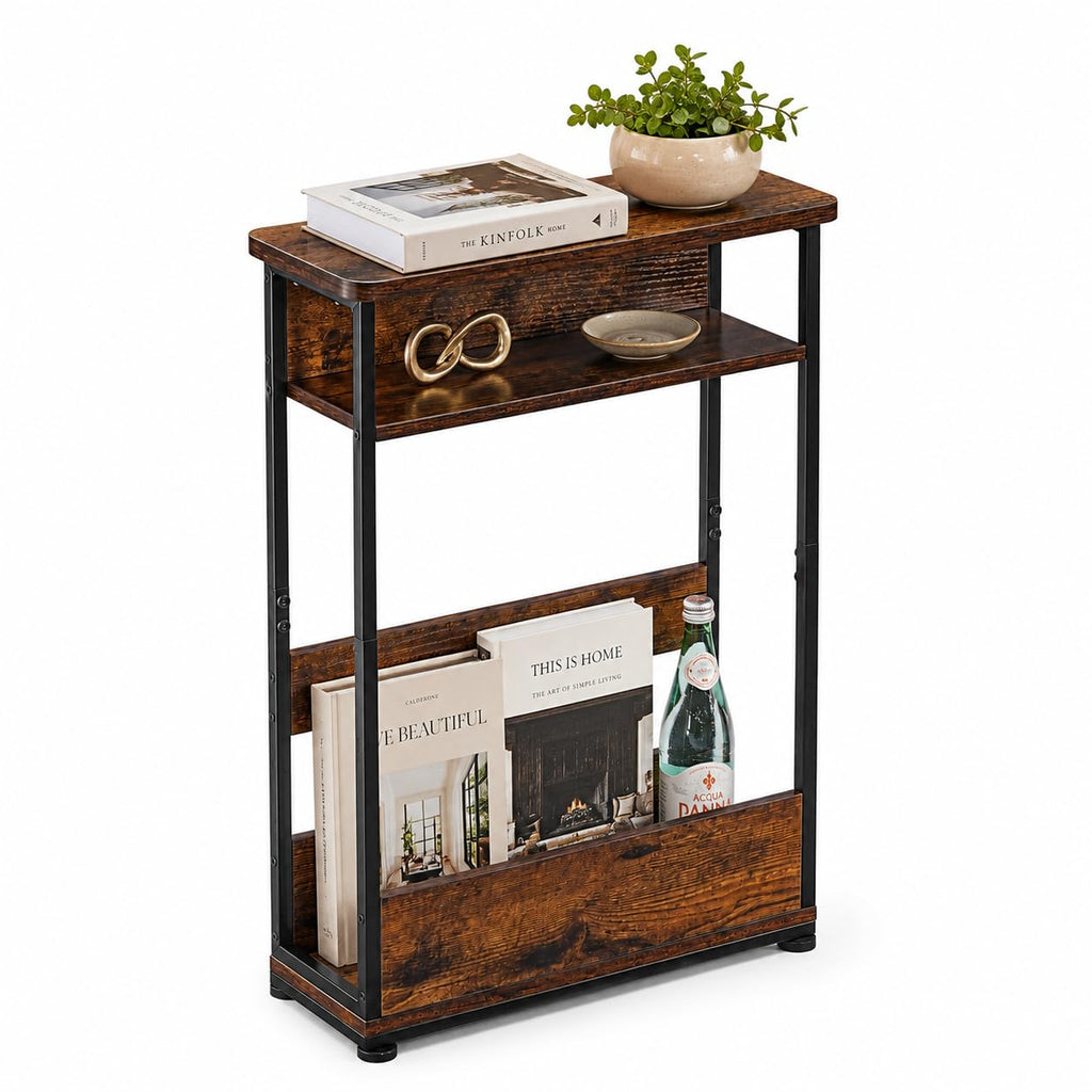 Narrow 3-Tier Side Table with Storage Shelf H90361