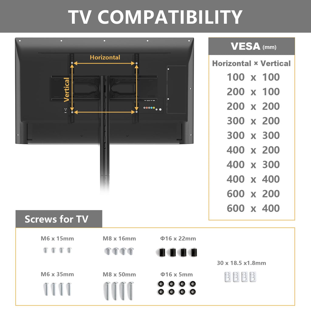 Mobile Dual TV Stand for Two 32-65 Inch Flat Panel Curved TV B43689