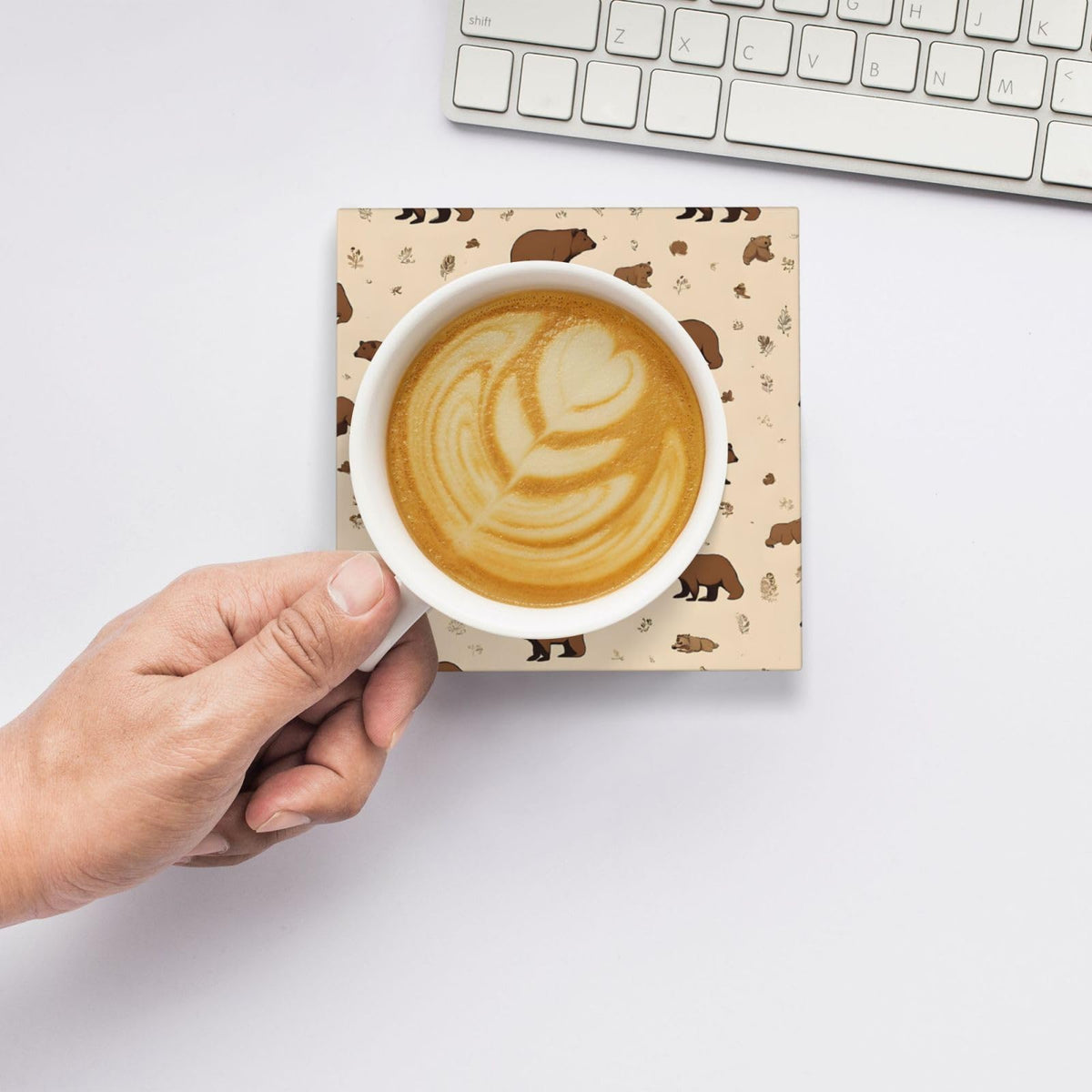Square Cartoon Bear Ceramic Coasters Set of 6 K928