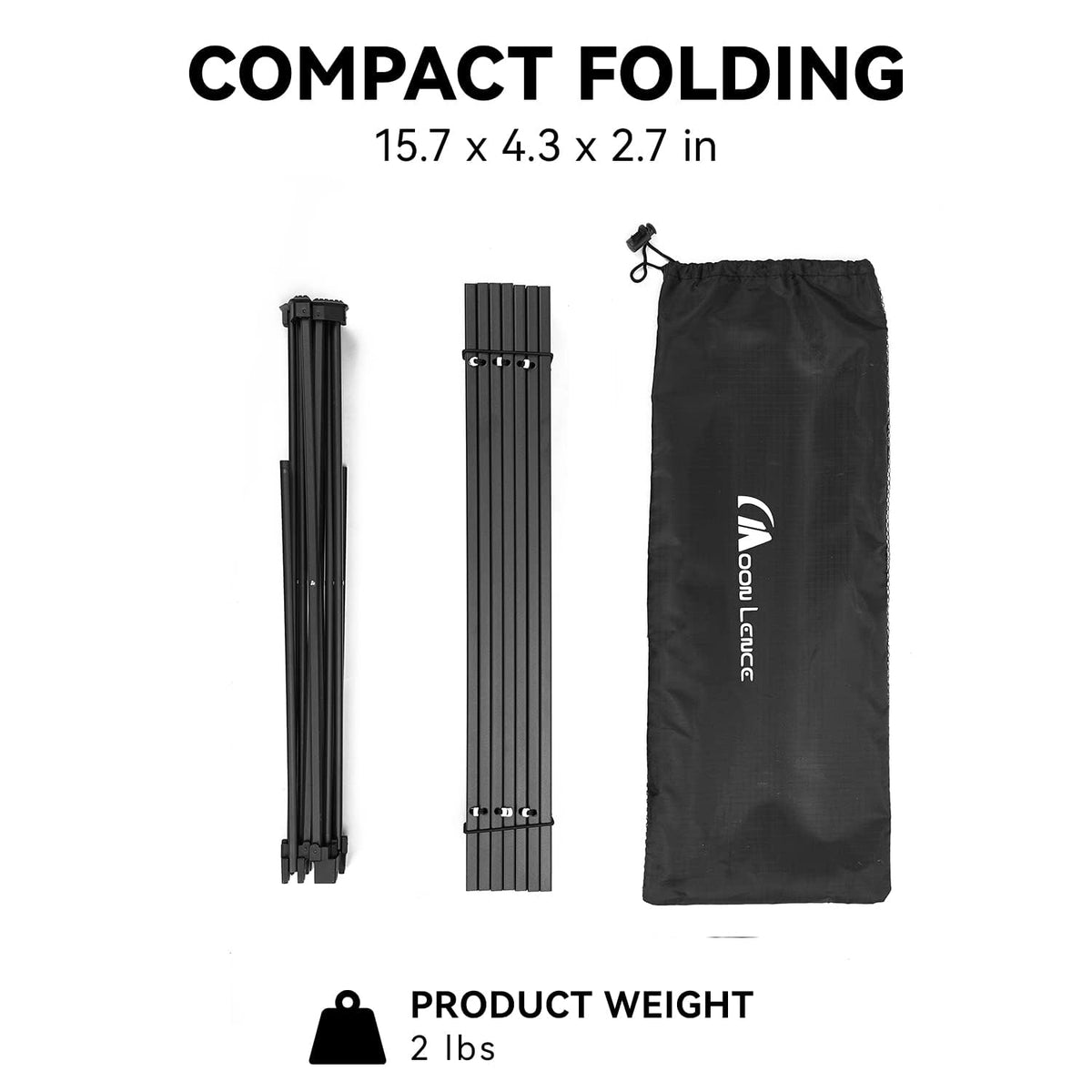 Ultralight Folding Camping Table with Carry Bag Black D8756