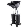 Portable Height and Angle Adjustable Shampoo Basin with 2 Water Buckets and 4 Wheels S717239