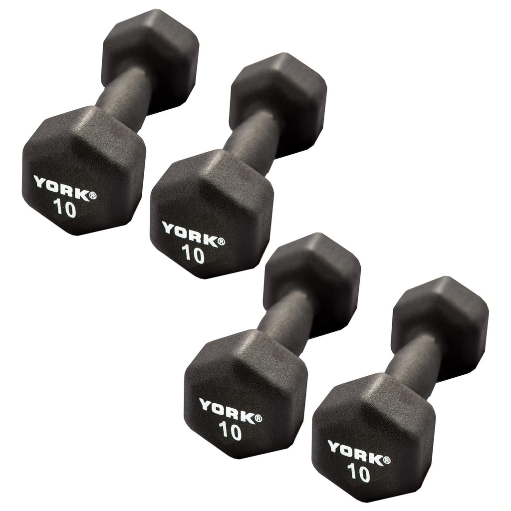 Neoprene Hexagon Dumbbells with Cast Ergo Handle, 10lb Pack of 4 R11334
