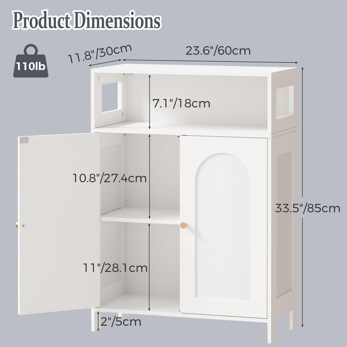 Bathroom Storage Cabinet with Adjustable Shelf & Doors I23123