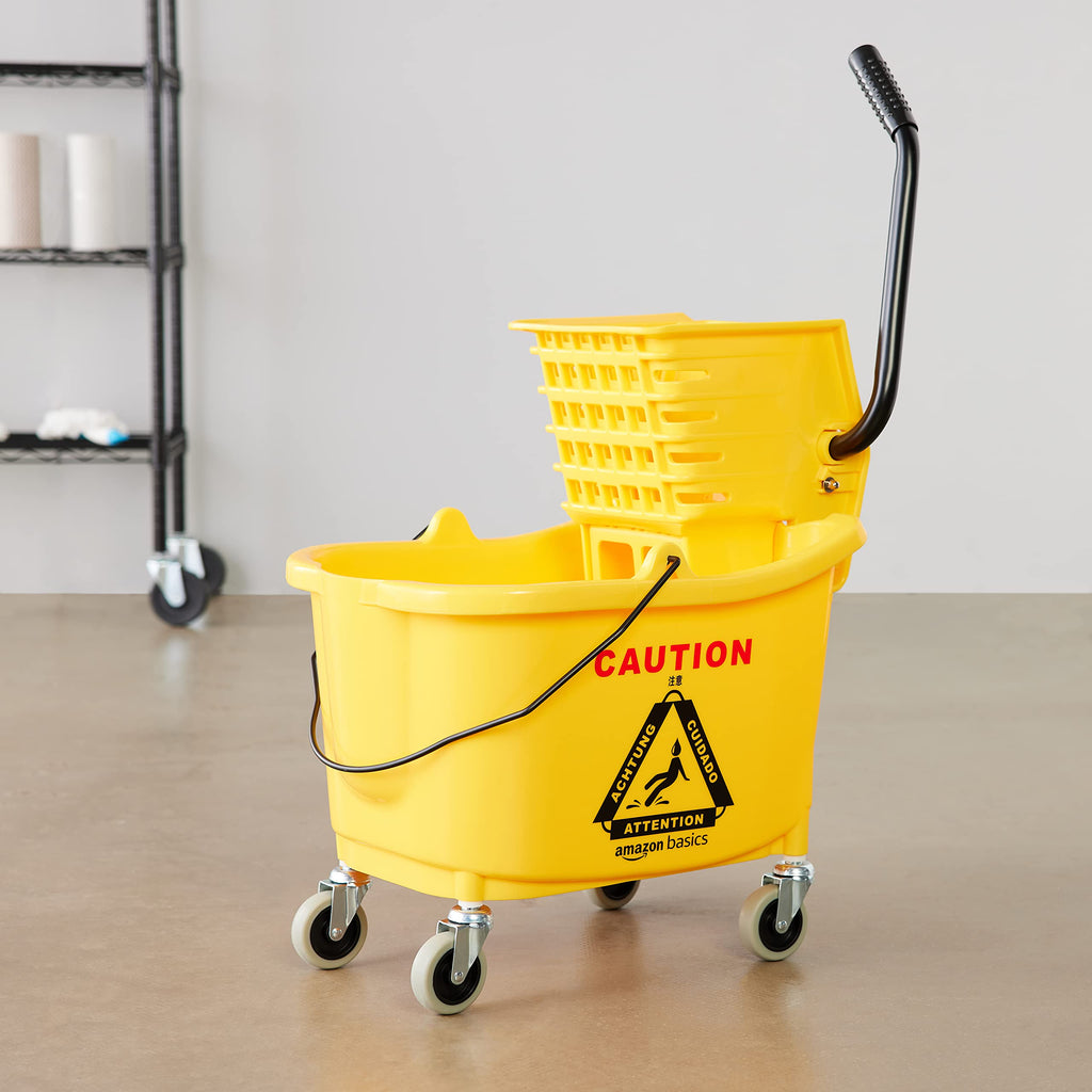 Yellow 35-Quart Mop Bucket on Wheels E60037