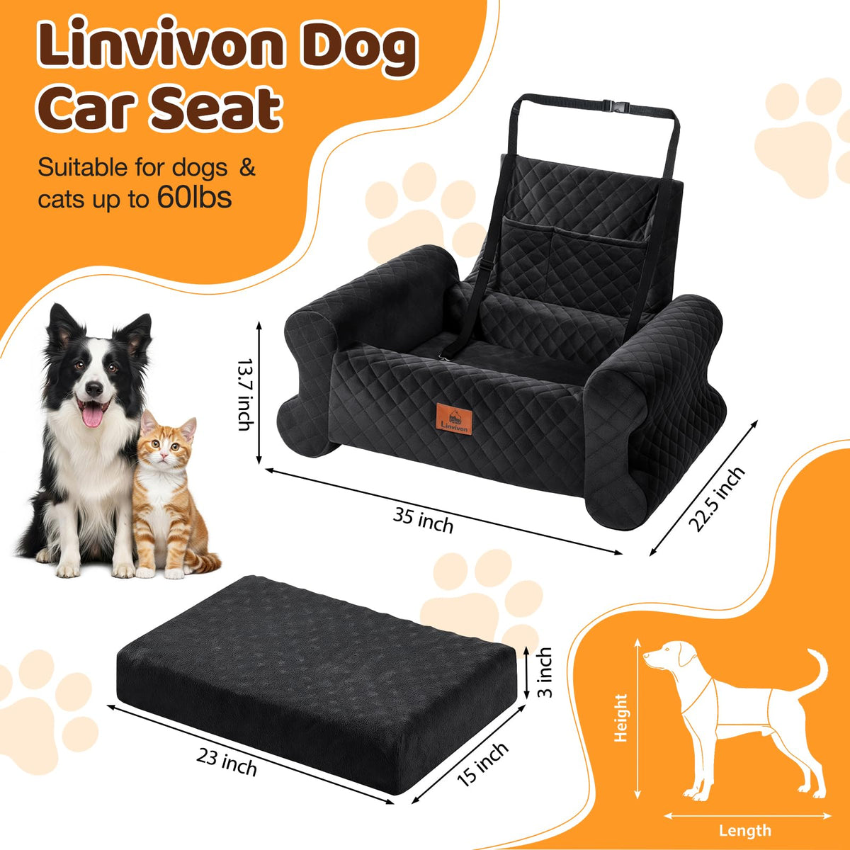 Memory Foam Dog Car Seat Q556248