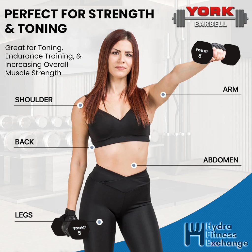 Neoprene Hexagon Dumbbells with Cast Ergo Handle, 10lb Pack of 4 R11334