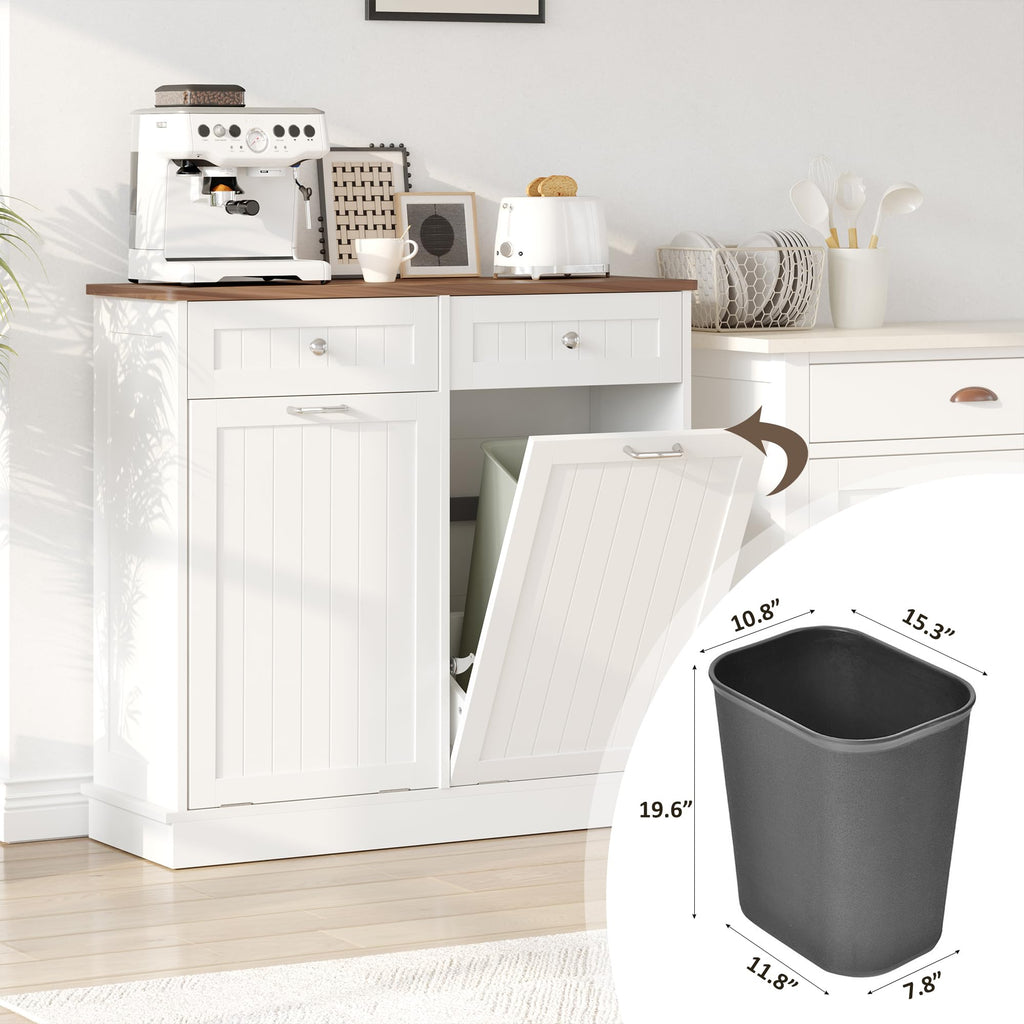 White Tilt Out Trash Can Cabinet B9455