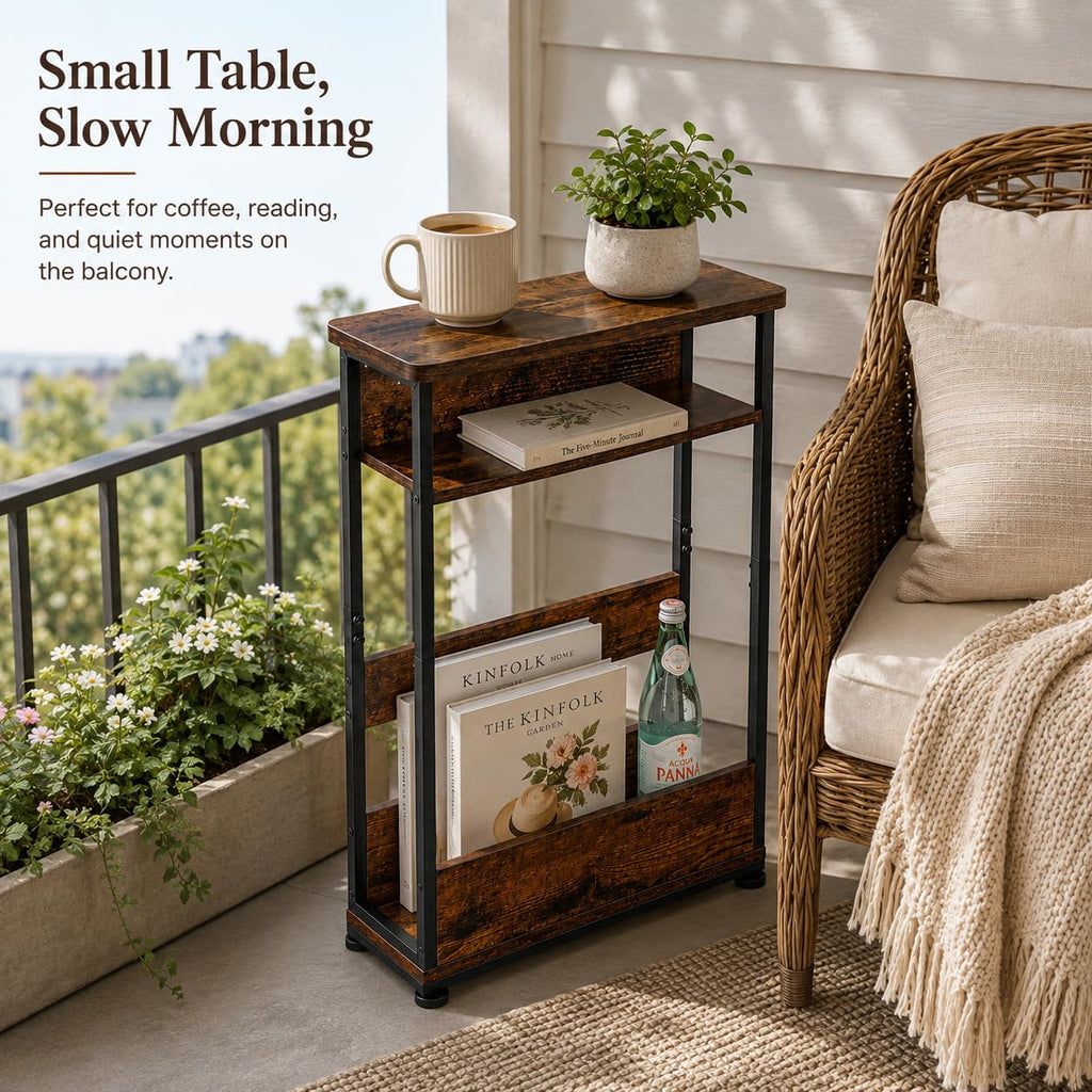 Narrow 3-Tier Side Table with Storage Shelf H90361
