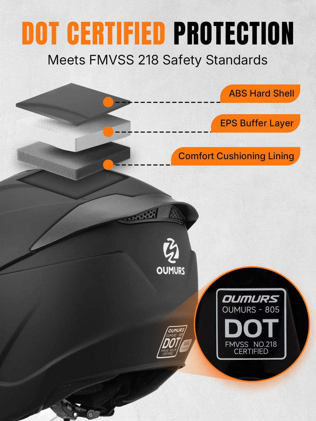 3/4 Motorcycle Helmet DOT Approved Open Face N96676