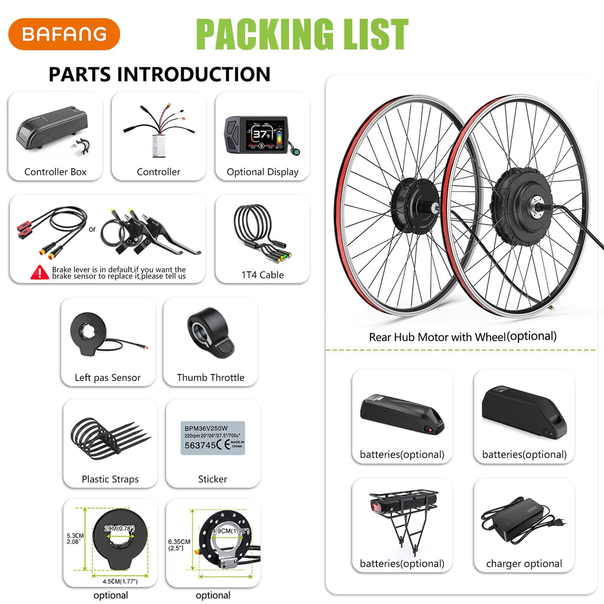 48V 500W 750W Rear Hub Motor Ebike Conversion Kit A65310