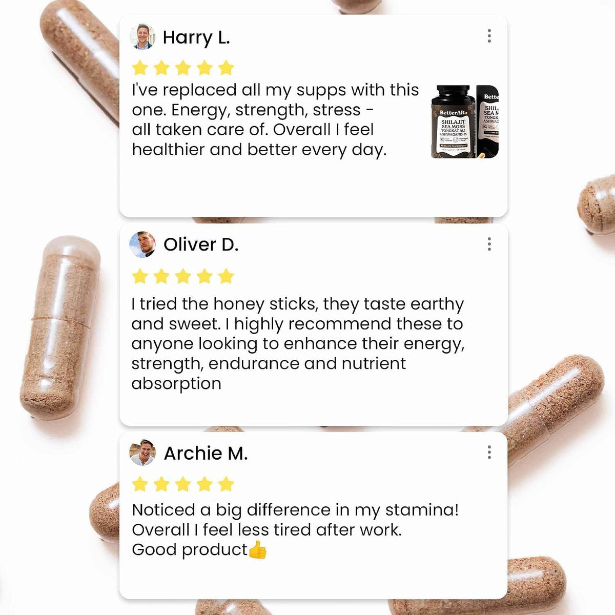 Shilajit Maca Root Ginkgo Biloba Sea Moss Ashwagandha Tongkat Ali Panax Ginseng Safed Musli & Zinc 20 Capsules Supplement G25687