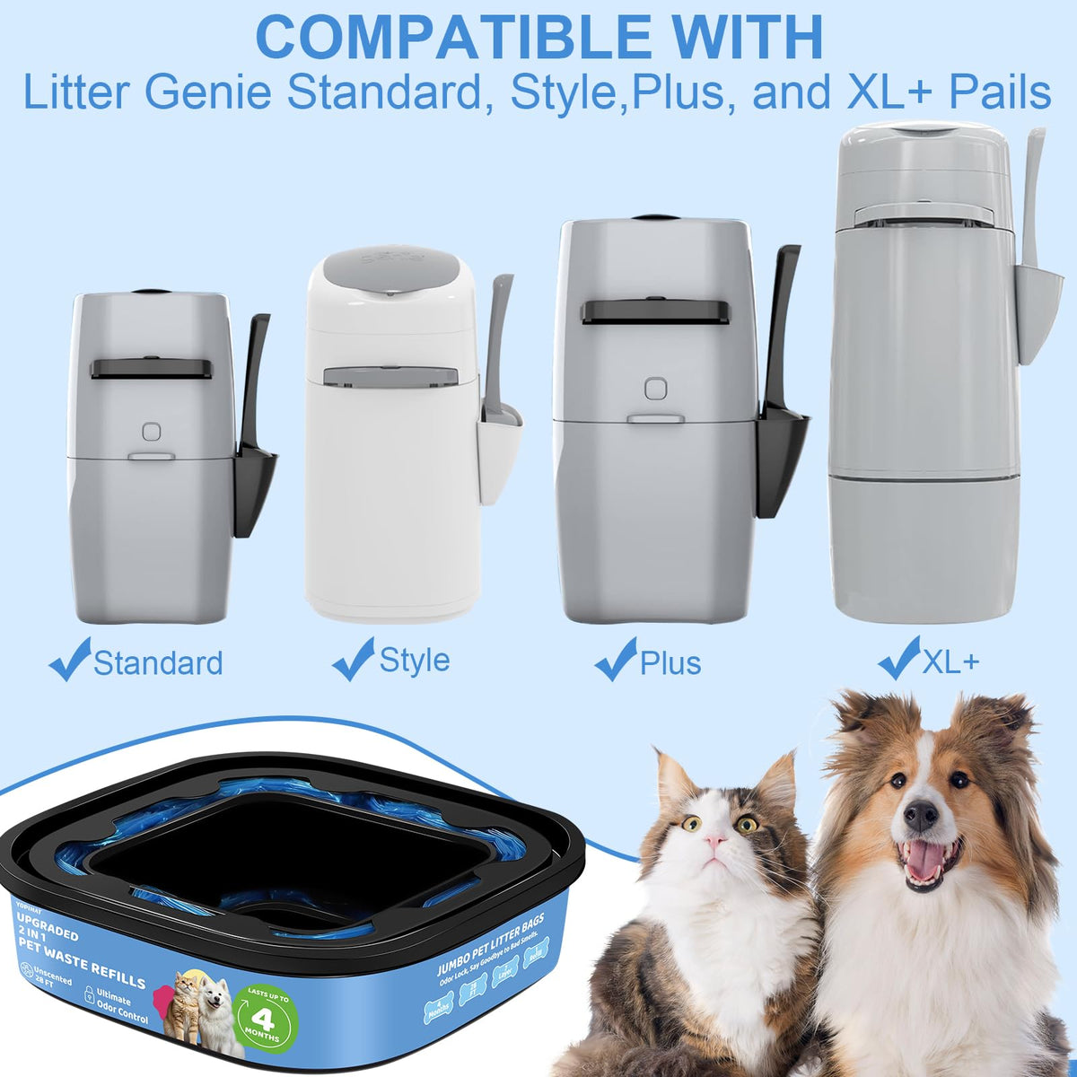 Dog Cat Poop Litter Bags 4 Pack Refill Bags A4819