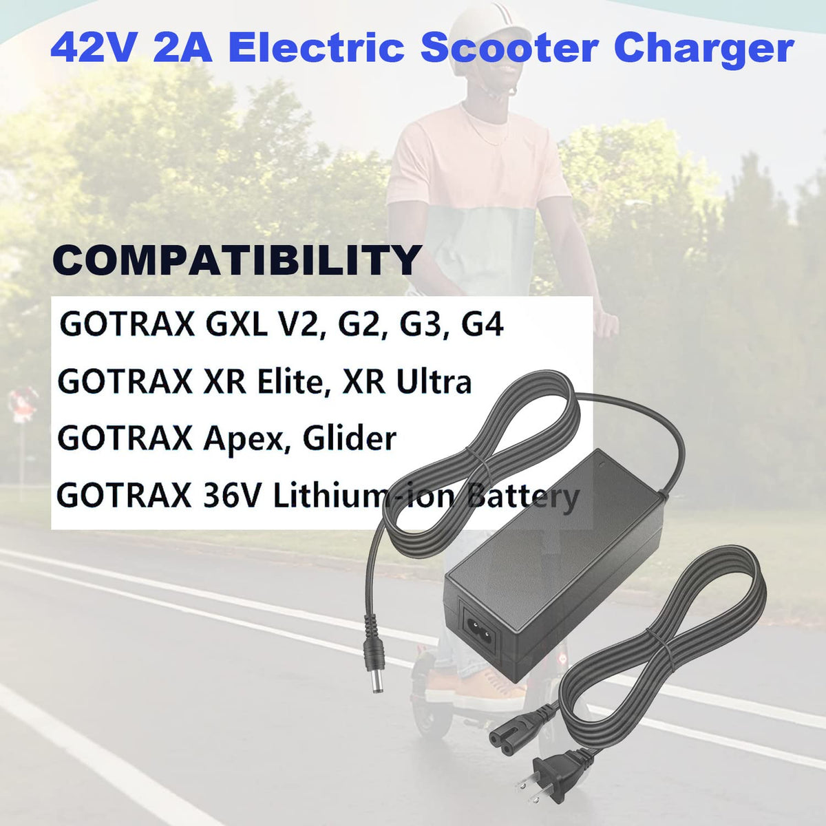 42V 2A Electric Scooter Charger Power Cord F501