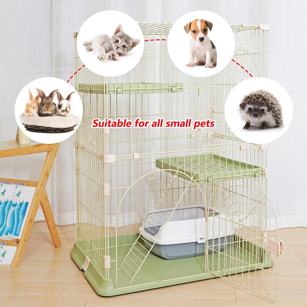 3/4-Tier Cat Cage Playpen with 3 Platforms, 3 Doors & 2 Ramps E867400