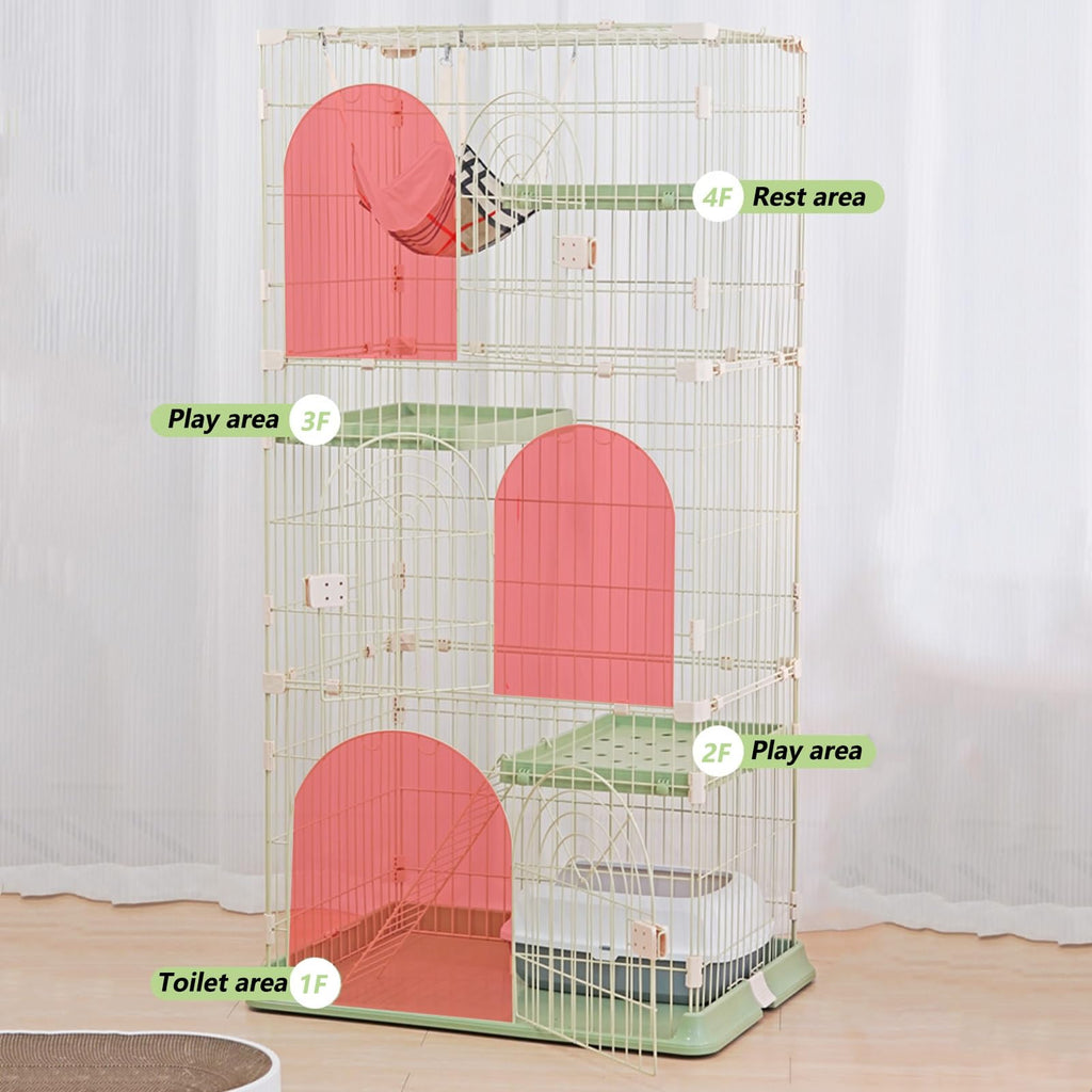 3/4-Tier Cat Cage Playpen with 3 Platforms, 3 Doors & 2 Ramps E867400