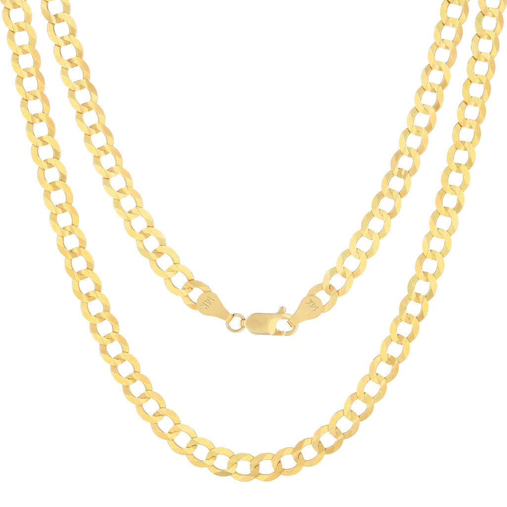 14k Yellow Gold Cuban Curb Link Chain Necklace F155253